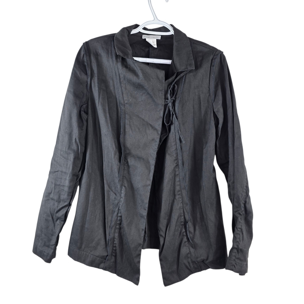 Sarah Pacini linen blend tie front stretchy Blazer